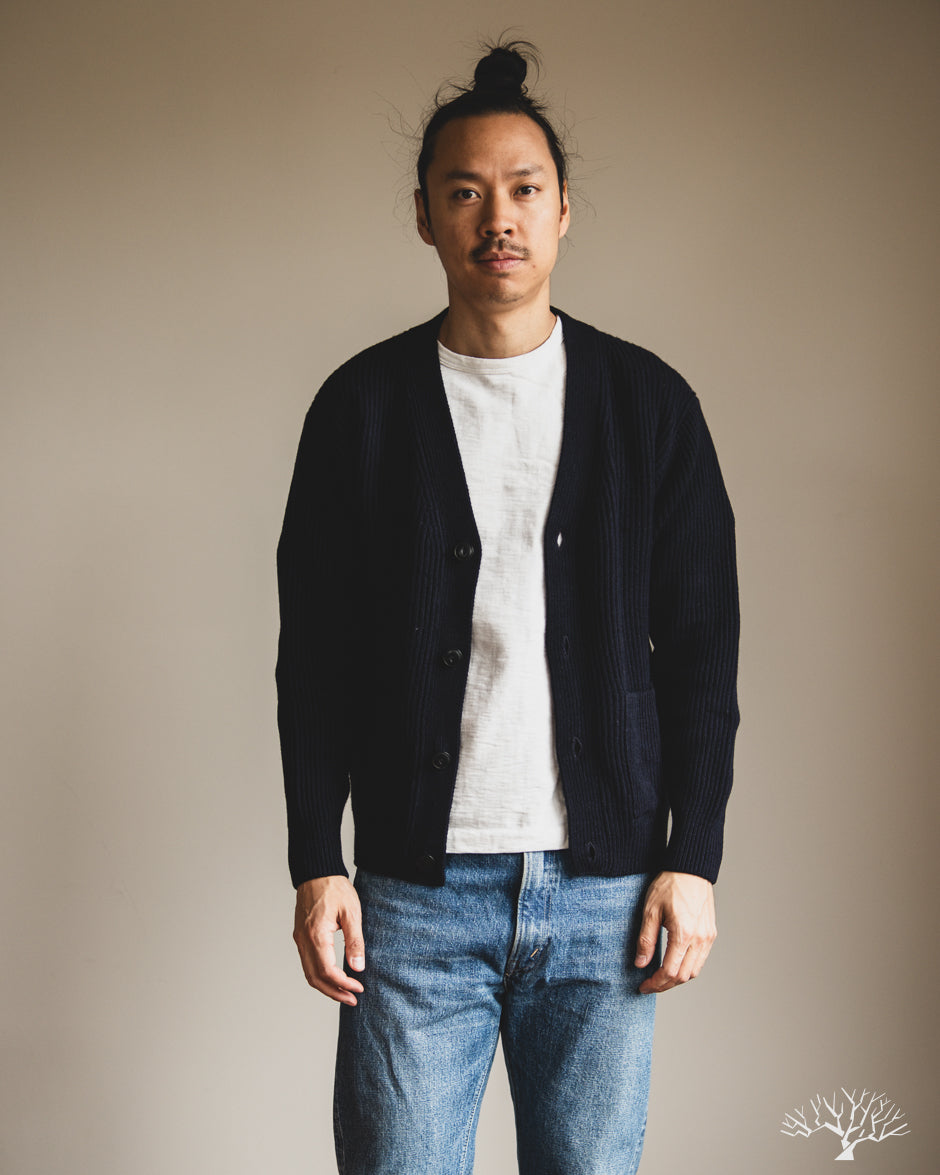 Merz b. Schwanen LOCG02 Merino Wool-Cashmere Cardigan - Dark Navy