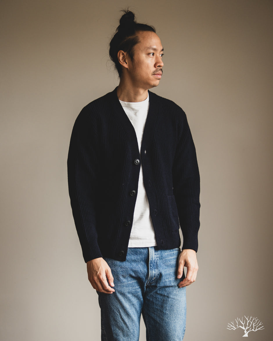 Merz b. Schwanen LOCG02 Merino Wool-Cashmere Cardigan - Dark Navy