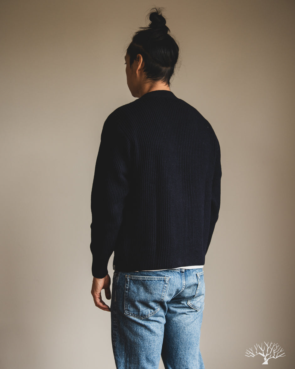 Merz b. Schwanen LOCG02 Merino Wool-Cashmere Cardigan - Dark Navy