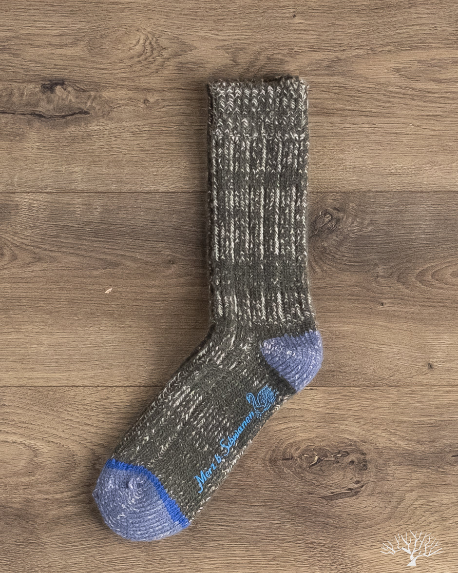 Merz b. Schwanen MW72 Extra Fine Merino Wool Socks - Army / Nature