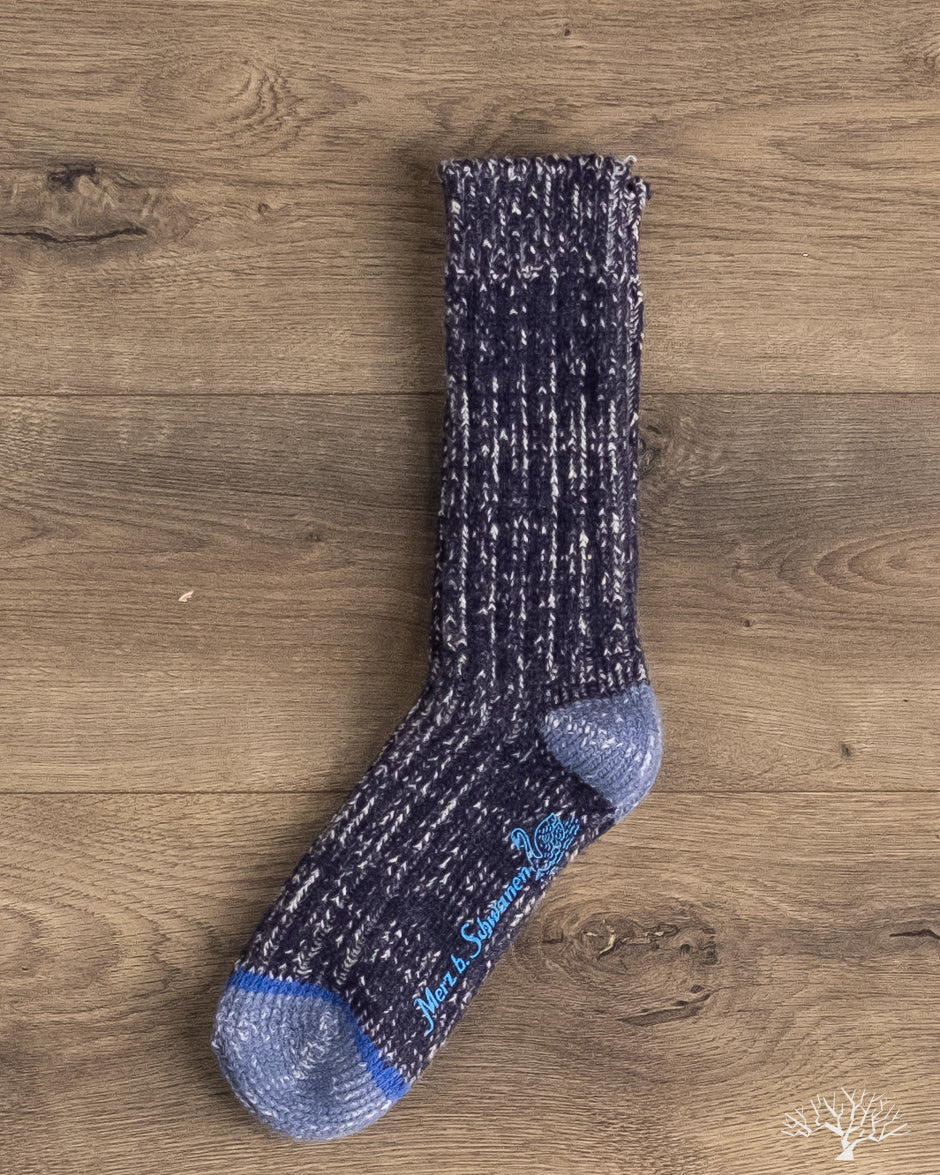 Merz b. Schwanen MW72 Extra Fine Merino Wool Socks - Ink / Nature