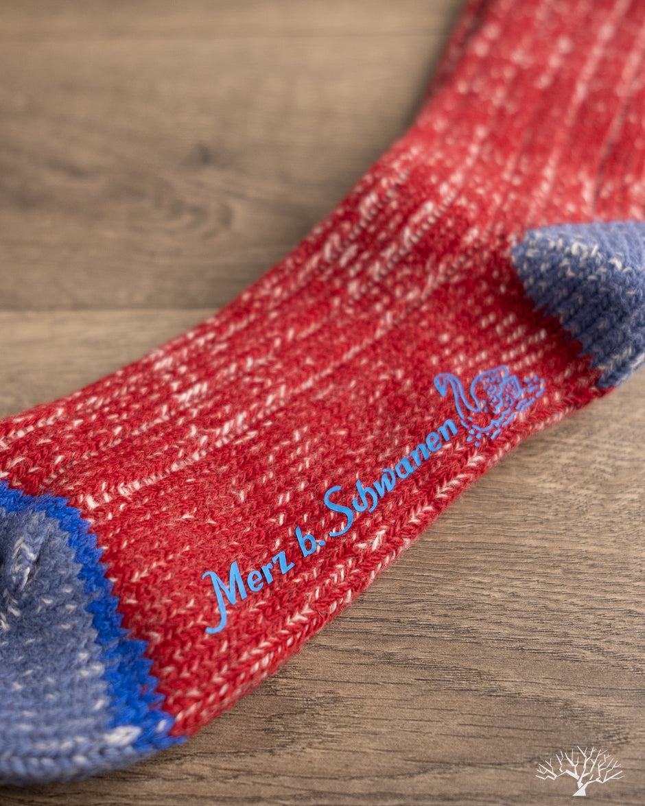 Merz b. Schwanen MW72 Extra Fine Merino Wool Socks - Red / Natural Melange