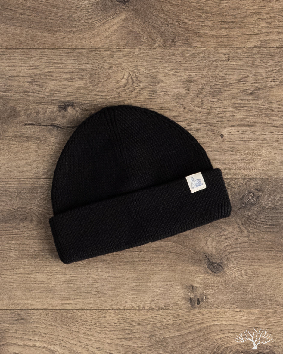 Merz b. Schwanen MWBN05 Merino Wool Ribbed Watch Cap - Deep Black