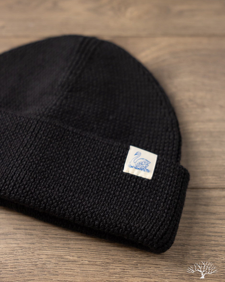 Merz b. Schwanen MWBN05 Merino Wool Ribbed Watch Cap - Deep Black