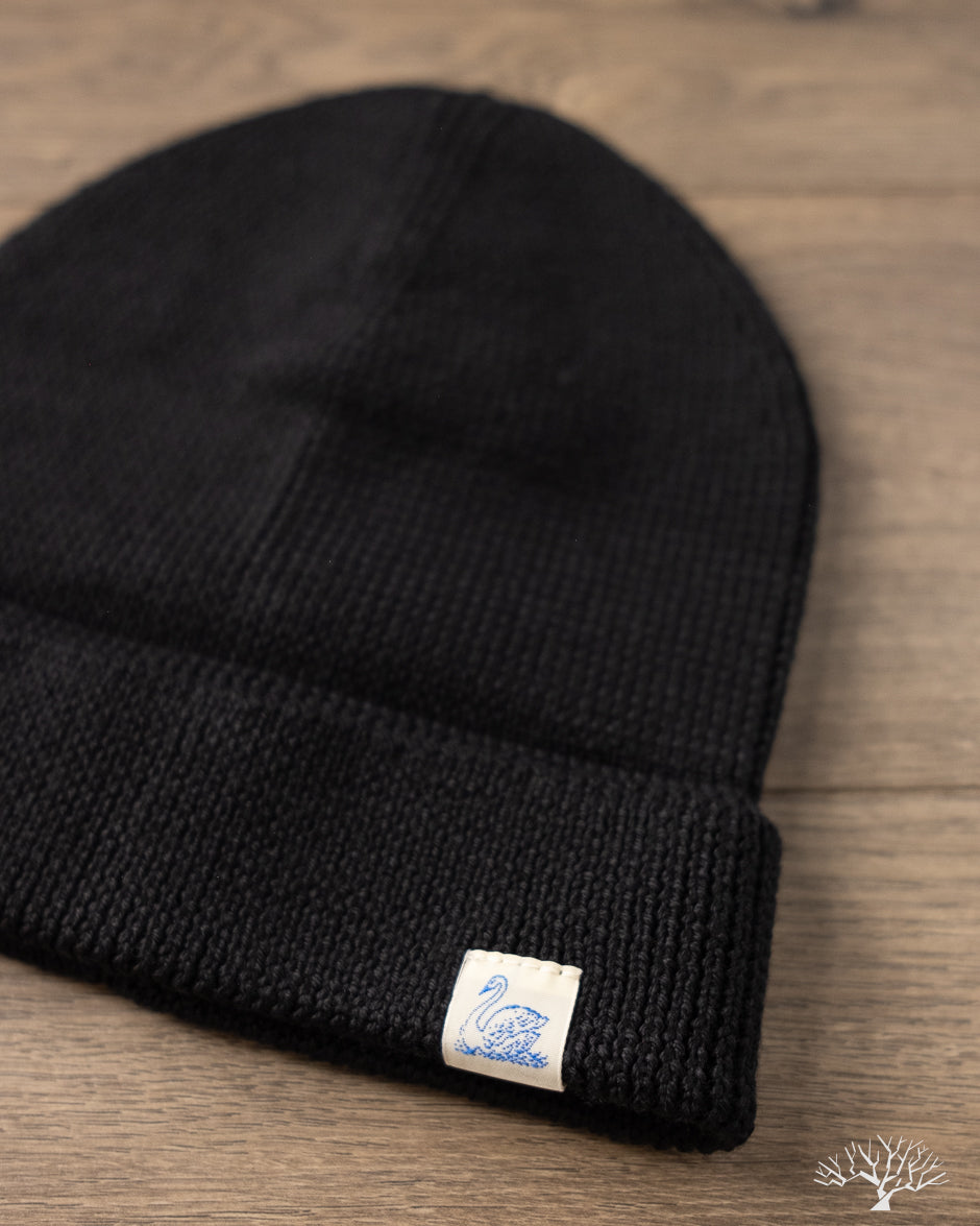 Merz b. Schwanen MWBN05 Merino Wool Ribbed Watch Cap - Deep Black