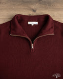 Merz b. Schwanen MWZP04 Merino Wool Ribbed Half-Zip Pullover - Burgundy