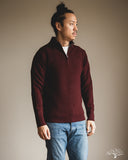 Merz b. Schwanen MWZP04 Merino Wool Ribbed Half-Zip Pullover - Burgundy