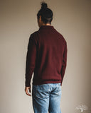 Merz b. Schwanen MWZP04 Merino Wool Ribbed Half-Zip Pullover - Burgundy