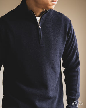 Merz b. Schwanen - MWZP04 Merino Wool Ribbed Half-Zip Pullover