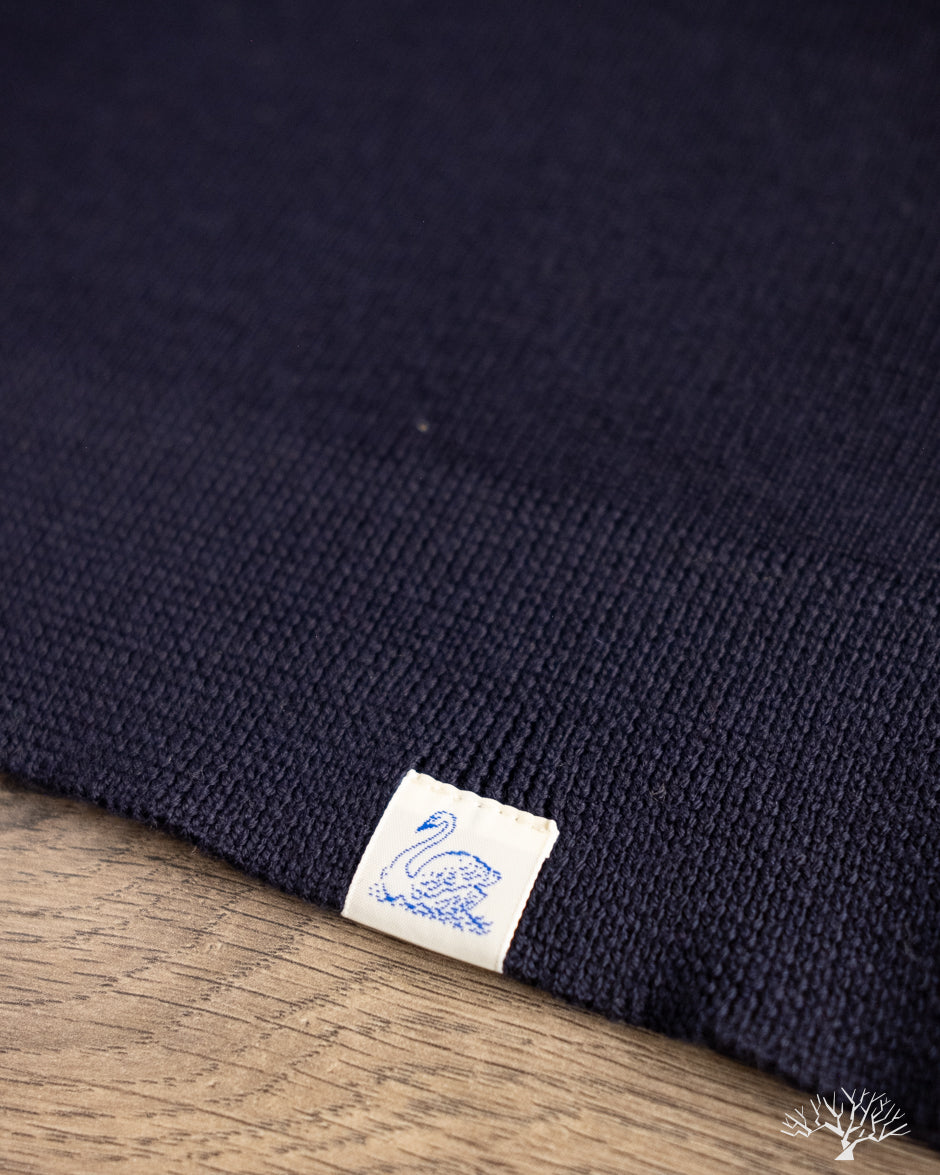 Merz b. Schwanen MWZP04 Merino Wool Ribbed Half-Zip Pullover - Dark Navy