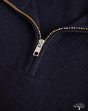 Merz b. Schwanen MWZP04 Merino Wool Ribbed Half-Zip Pullover - Dark Navy