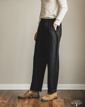 Merz b. Schwanen - PANTS05LI Linen Drawstring Pants - Deep Black