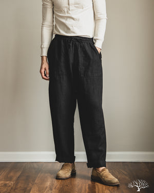 Merz b. Schwanen - PANTS05LI Linen Drawstring Pants - Deep Black
