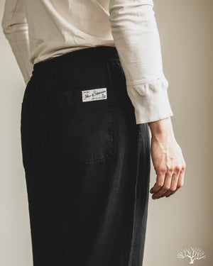 Merz b. Schwanen - PANTS05LI Linen Drawstring Pants - Deep Black