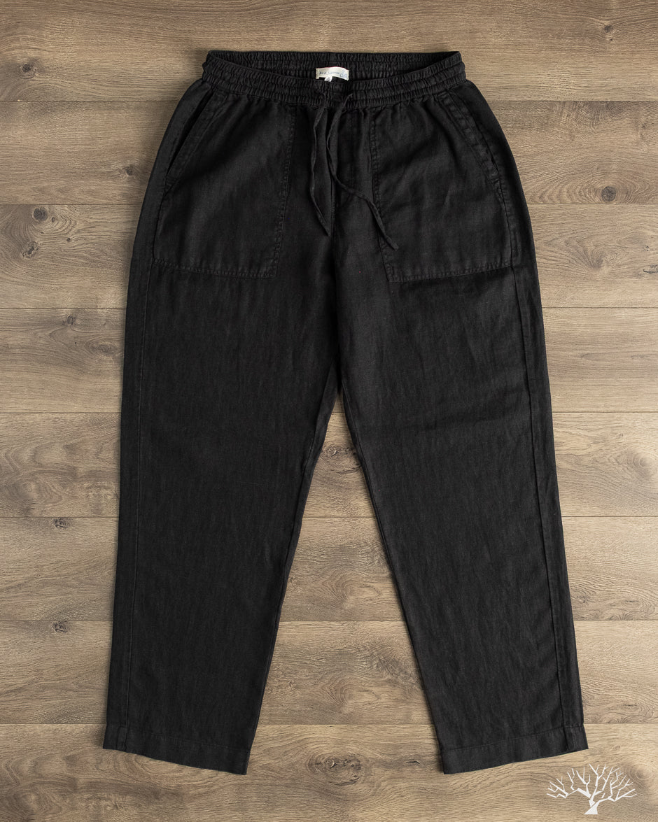 Merz b. Schwanen - PANTS05LI Linen Drawstring Pants - Deep Black