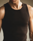 Merz b. Schwanen RIBTANK01 Ribbed Tank Top - Espresso