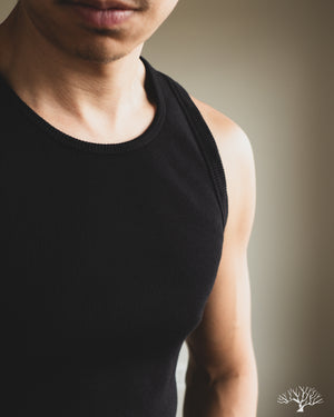 Merz b. Schwanen RIBTANK01 Ribbed Tank Top - Deep Black – Withered Fig