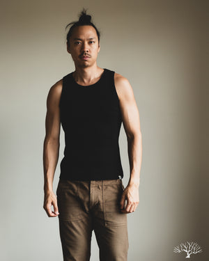 Merz b. Schwanen RIBTANK01 Ribbed Tank Top - Deep Black – Withered Fig