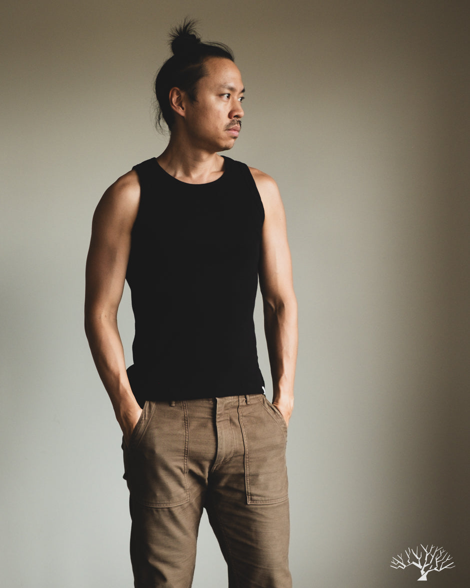 Merz b. Schwanen RIBTANK01 Ribbed Tank Top - Deep Black