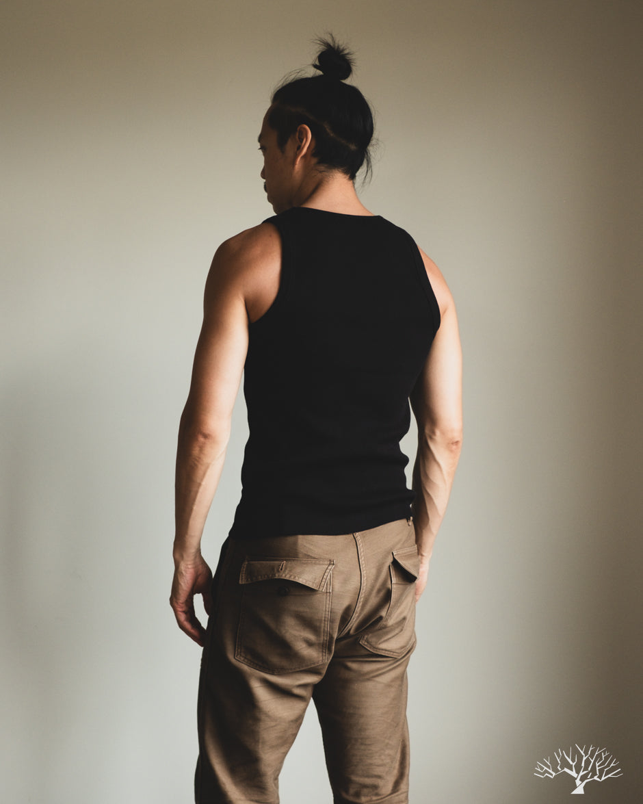 Merz b. Schwanen RIBTANK01 Ribbed Tank Top - Deep Black