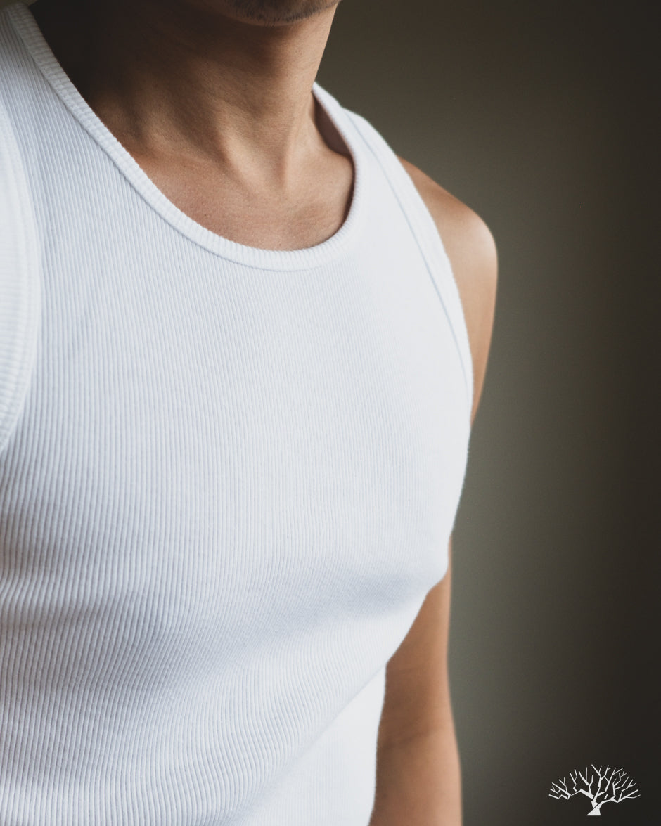 Merz b. Schwanen RIBTANK01 Ribbed Tank Top - White