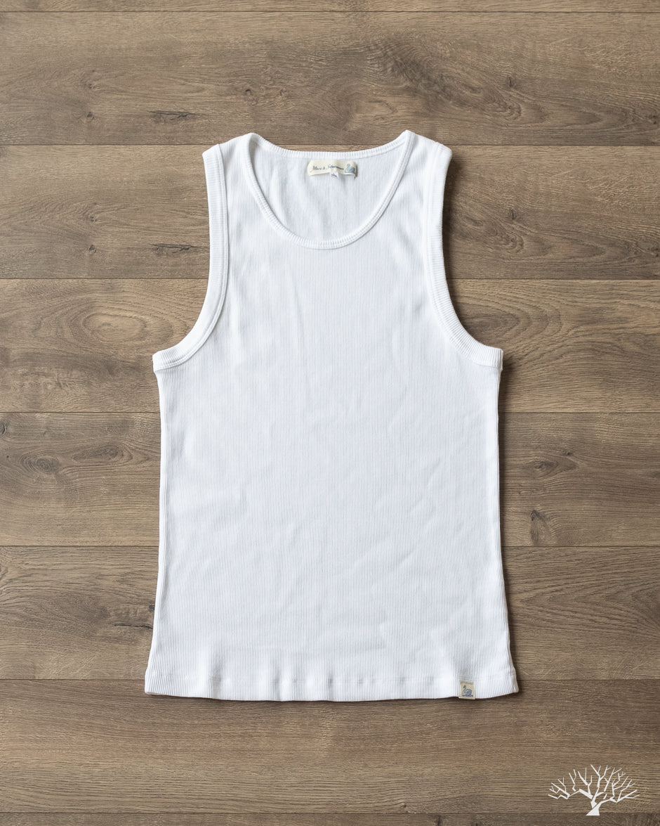 Merz b. Schwanen RIBTANK01 Ribbed Tank Top - White – Withered Fig