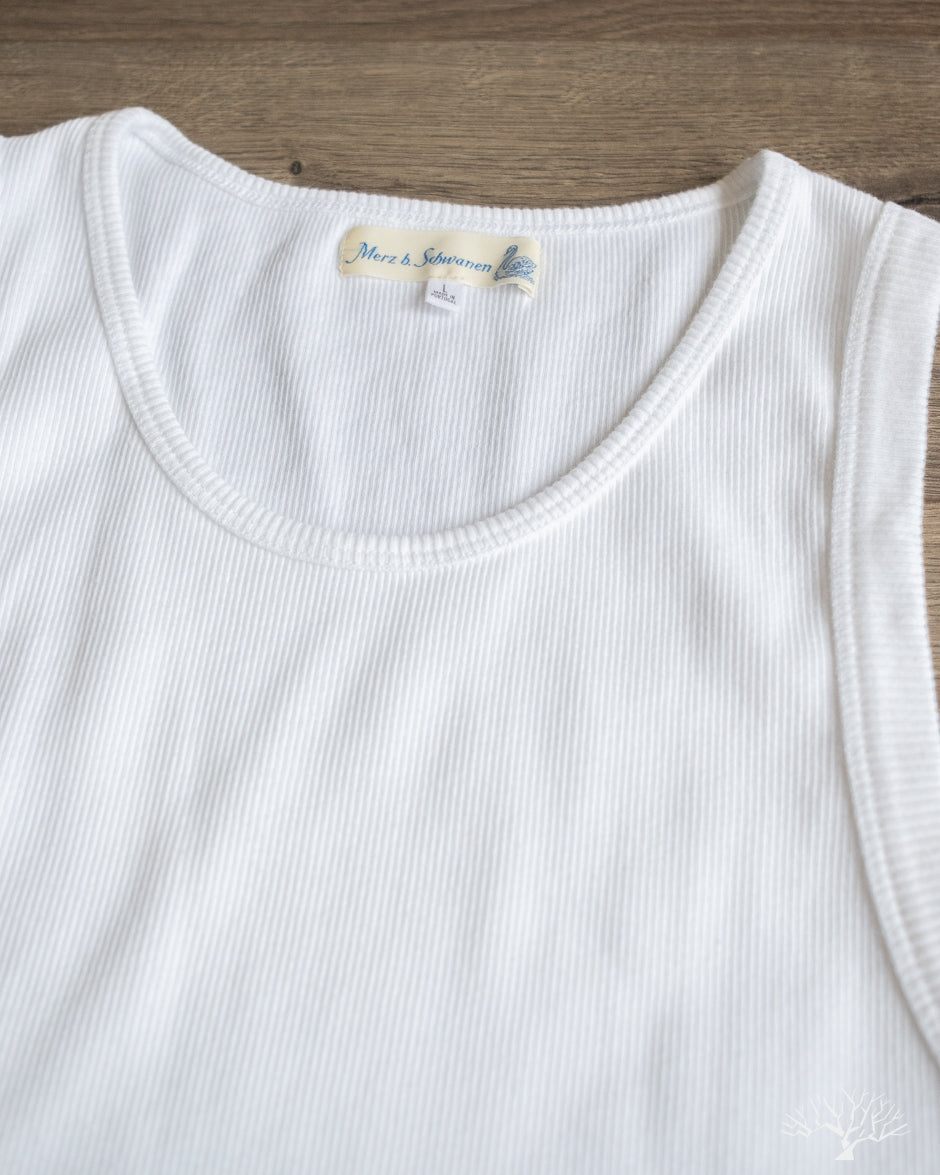 Merz b. Schwanen RIBTANK01 Ribbed Tank Top - White