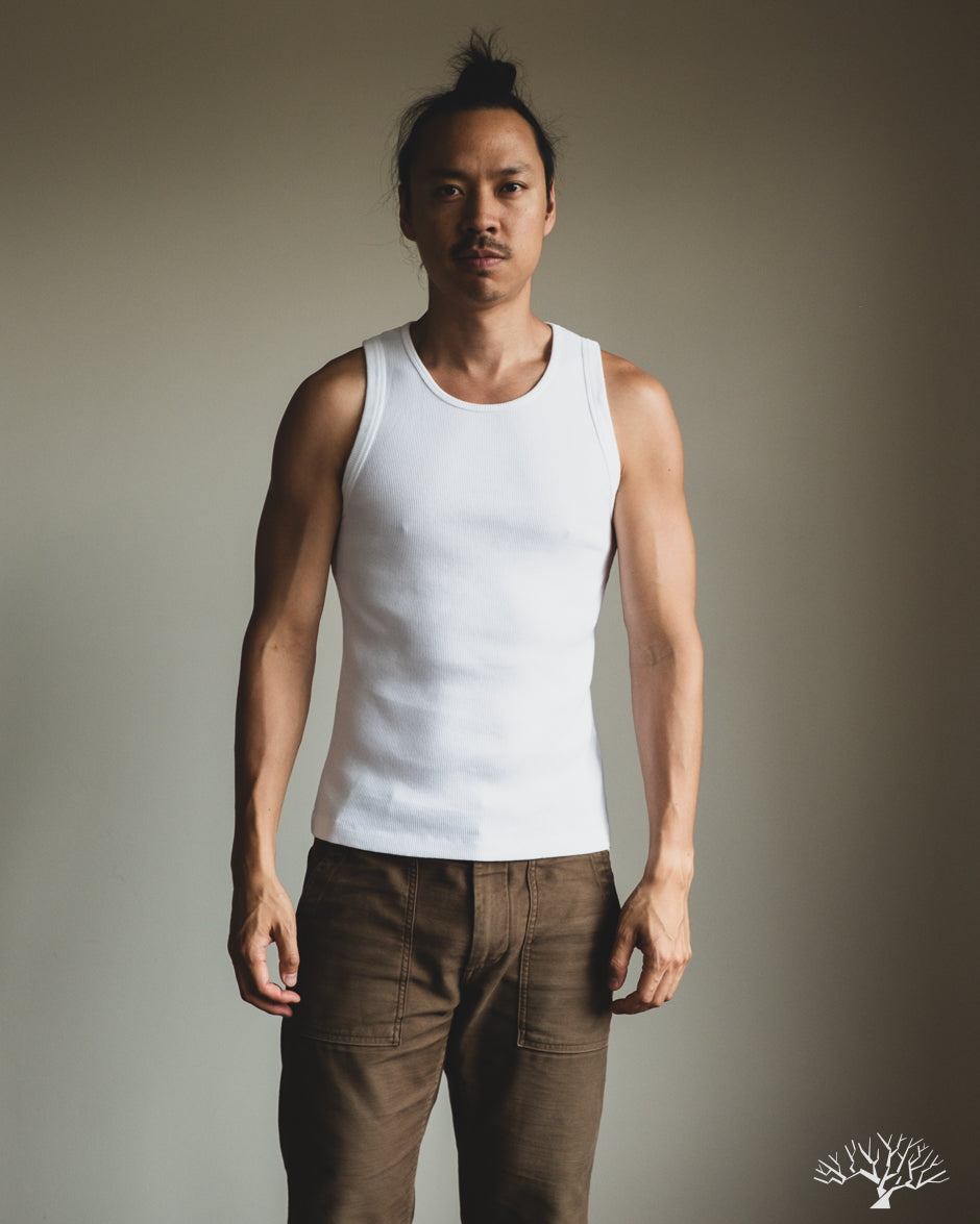 Merz b. Schwanen RIBTANK01 Ribbed Tank Top - White