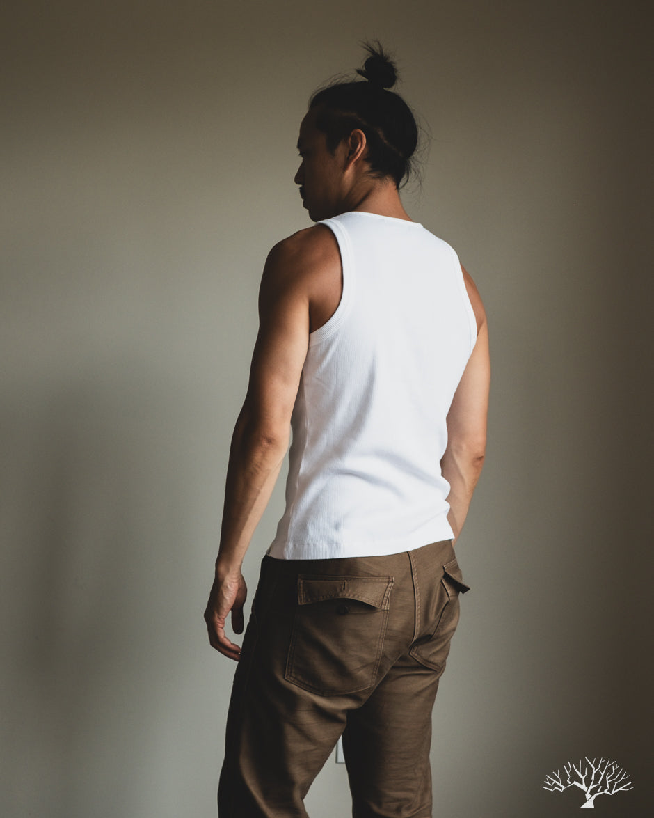 Merz b. Schwanen RIBTANK01 Ribbed Tank Top - White