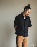 Merz b. Schwanen SHIRT09LP Lightweight Cotton Poplin Short-Sleeve Shirt - Deep Black