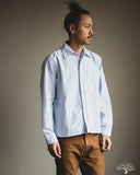 Merz b. Schwanen SHIRT11OX Modern-Cut Cotton Oxford Long-Sleeve Shirt - Stripes Light Blue