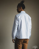 Merz b. Schwanen SHIRT11OX Modern-Cut Cotton Oxford Long-Sleeve Shirt - Stripes Light Blue