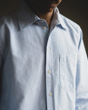 Merz b. Schwanen SHIRT11OX Modern-Cut Cotton Oxford Long-Sleeve Shirt - Stripes Light Blue