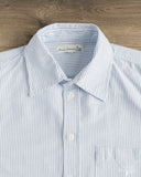 Merz b. Schwanen SHIRT11OX Modern-Cut Cotton Oxford Long-Sleeve Shirt - Stripes Light Blue