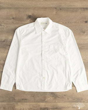 Merz b. Schwanen SHIRT11OX Modern-Cut Cotton Oxford Long-Sleeve Shirt - White