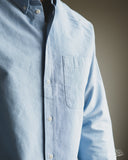 Merz b. Schwanen SHIRT19OX Button-Down Cotton Oxford Long-Sleeve Shirt - Light Blue