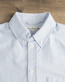 Merz b. Schwanen SHIRT19OX Button-Down Cotton Oxford Long-Sleeve Shirt - Stripes Light Blue