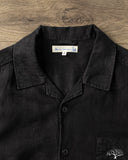 SHIRT03LI Linen Bowling Short-Sleeve Shirt - Deep Black