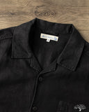 SHIRT03LI Linen Bowling Short-Sleeve Shirt - Deep Black