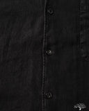 SHIRT03LI Linen Bowling Short-Sleeve Shirt - Deep Black