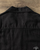 SHIRT03LI Linen Bowling Short-Sleeve Shirt - Deep Black