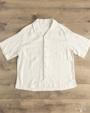 SHIRT03LI Linen Bowling Short-Sleeve Shirt - Light Stone