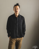 SHIRT20LI Relaxed Fit Organic Linen Long-Sleeve Shirt - Deep Black