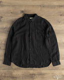 SHIRT20LI Relaxed Fit Organic Linen Long-Sleeve Shirt - Deep Black