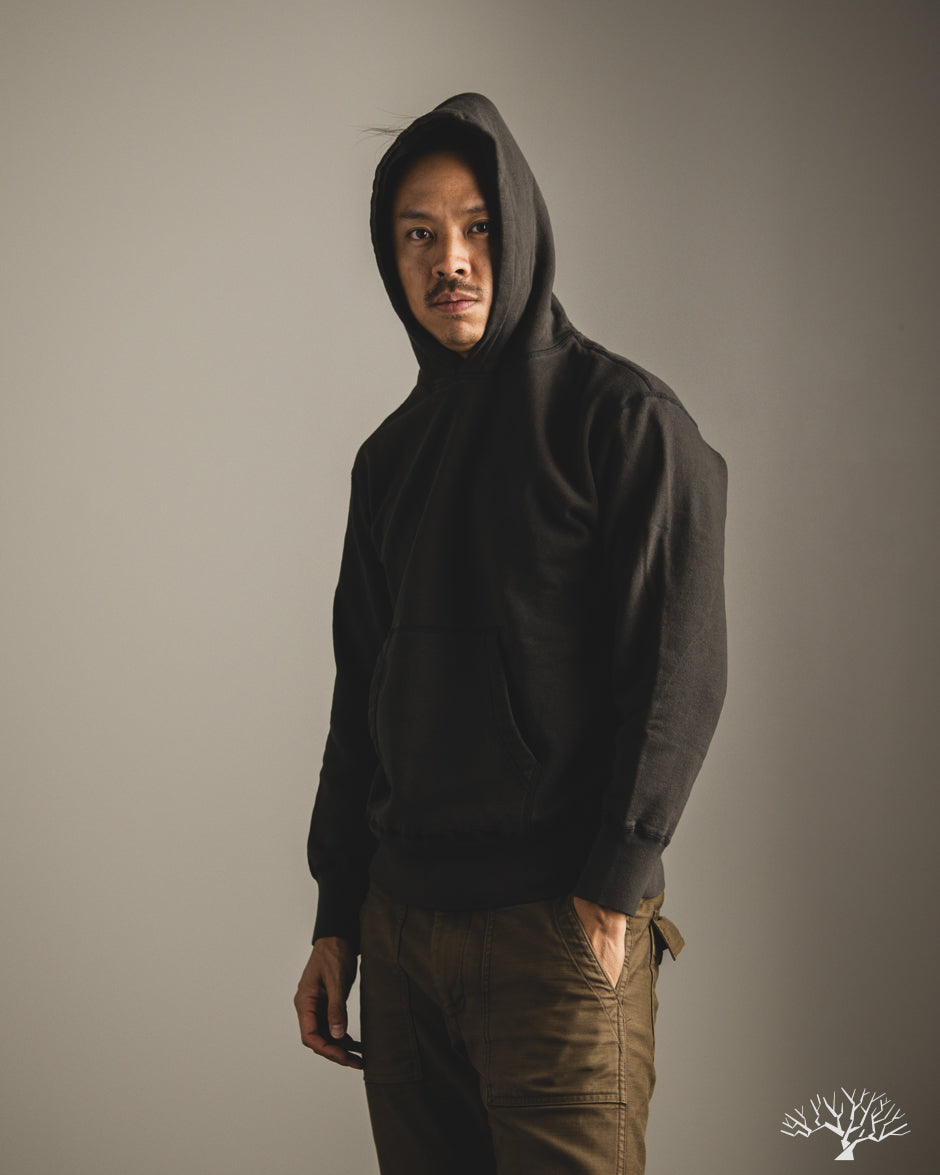 Organic Cotton Pullover Parka Sweatshirt - Black