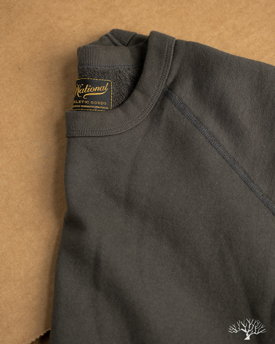  National Athletic Goods Organic Cotton Raglan Warm Up Sweatshirt - Black