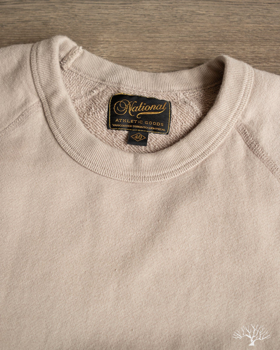 National Athletic Goods Organic Cotton Raglan Warm Up Sweatshirt - Taupe