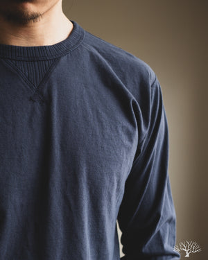 National Athletic Goods Long Sleeve Ribbed Gym Tee - Navy