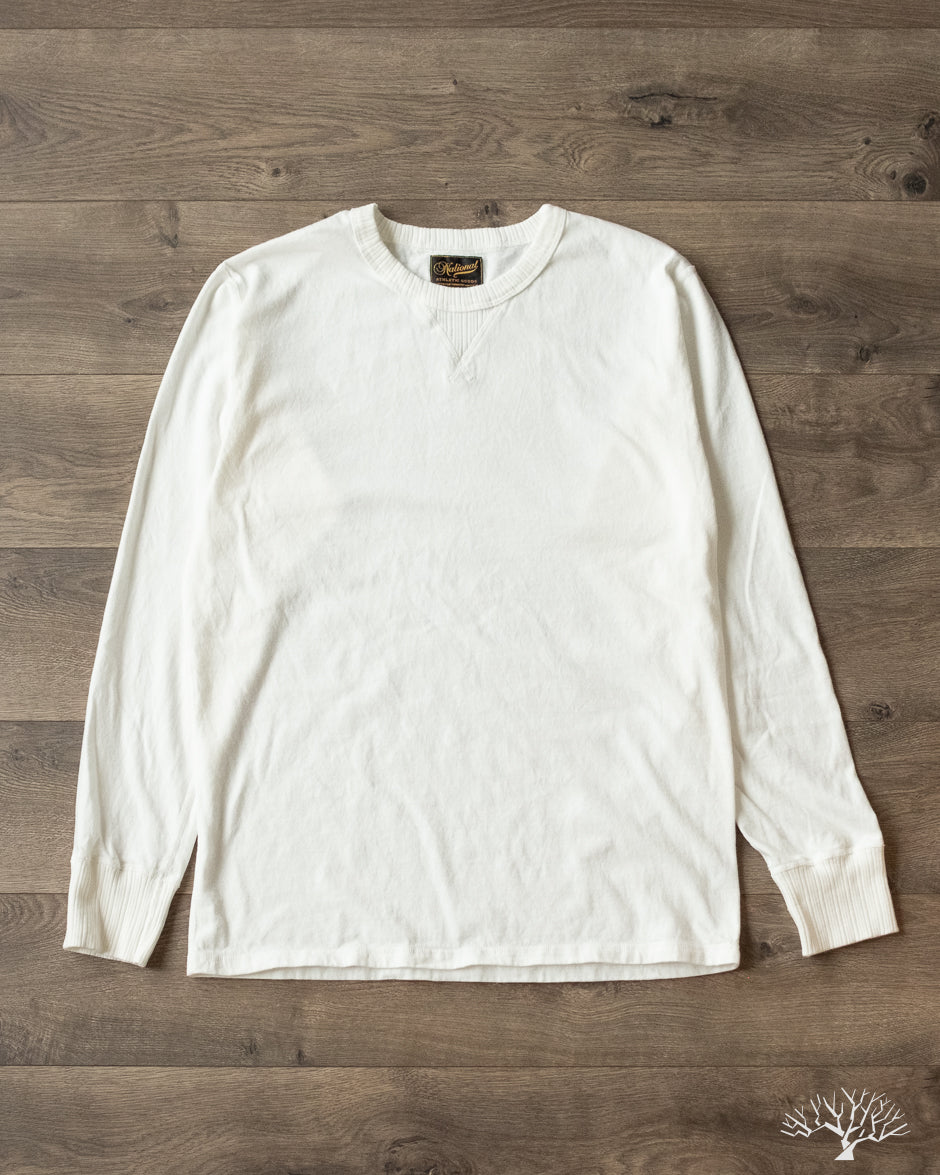 National Athletic Goods Long Sleeve Ribbed Gym Tee - White