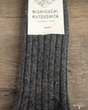 Nishiguchi Kutsushita Cashmere Ribbed Socks - Charcoal